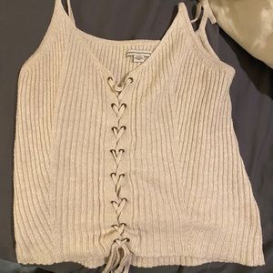Tan lace up American Eagle tank